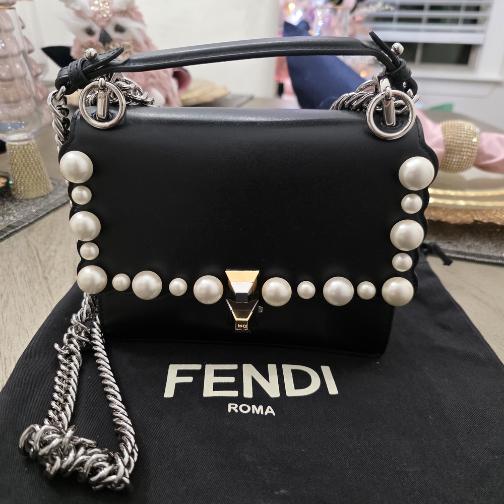 Fendi Black Pearl-Embellished Women's Bag